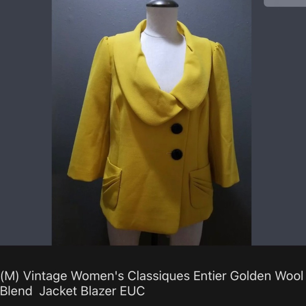 Classiques entier yellow wool blend jacket size M